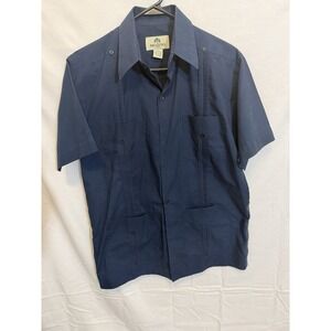 Mojito Guayabera Short Sleeve Shirt Navy Resort Vacation Beach Wedding Size M